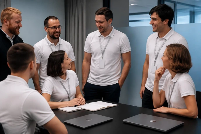 AI Generated Réunion corporate (formelle-décontractée) en lumière froide